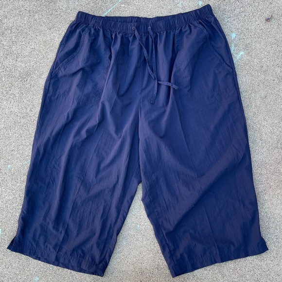 Swimsuits For All Taslon Nylon Capri Coverup Pants Navy blue preloved Sz 22/24 - Picture 2 of 5